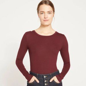 Universal Standard Foundation Long Sleeve Crew Neck Tee - BlackCherry Size 18-20